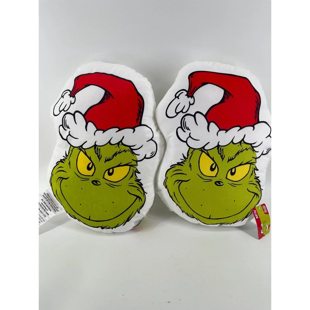 Dr. Seuss The Grinch Pillow Set Unisex OS Green NEW Holiday Decorative‎ 2pk
